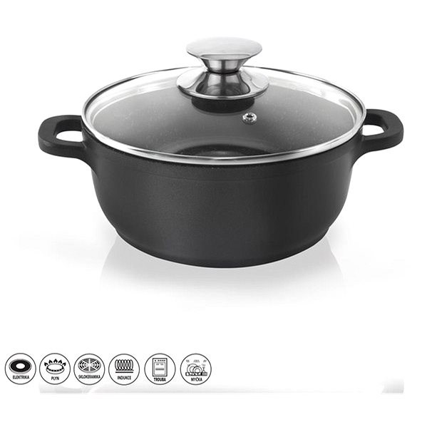GRANDE Fazék, átmérő: 20 cm, üveg fedő - Fazék