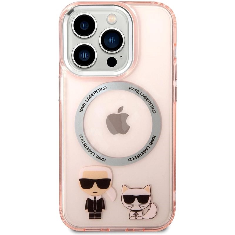 Karl Lagerfeld MagSafe kompatibilis Karl and Choupette iPhone 14 Pro tok - rózsaszín - Telefon tok