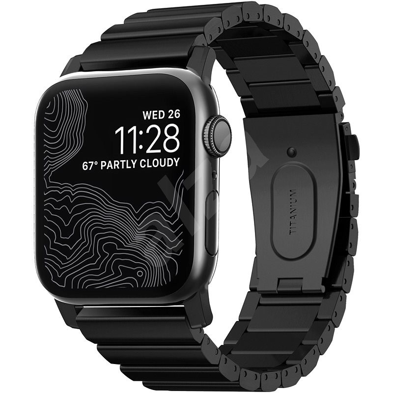 Nomad Titanium Band Black Apple Watch 6/SE/5/4/3/2/1 44/42mm - Szíj