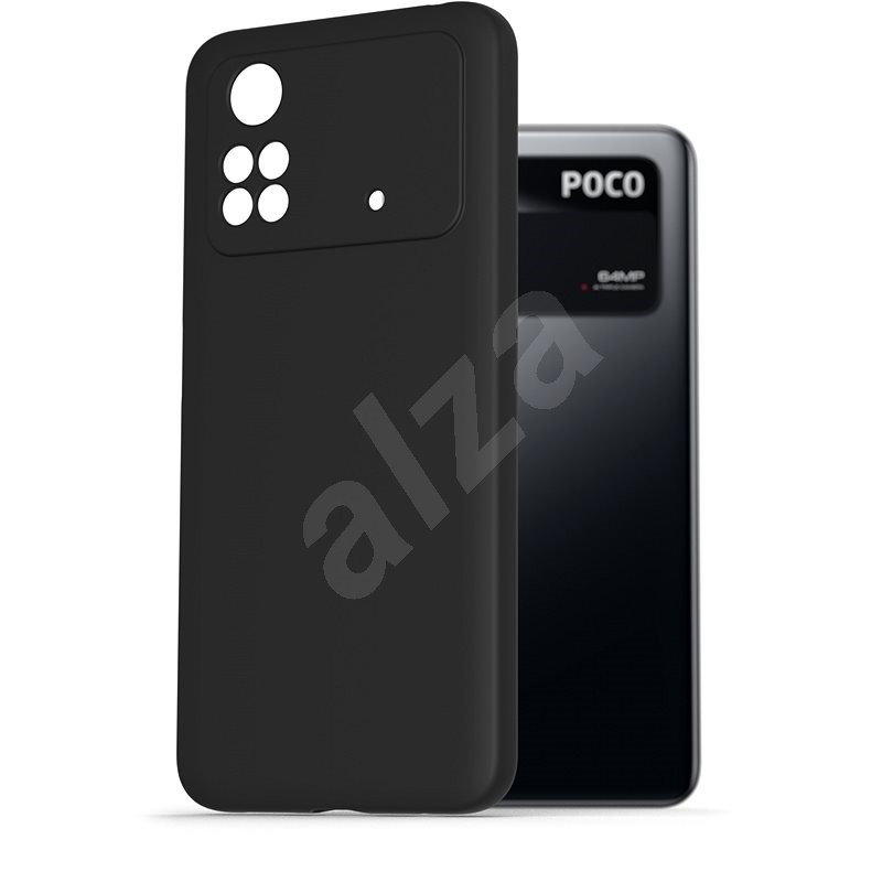 AlzaGuard Premium Liquid POCO M4 Pro fekete szilikon tok - Telefon tok