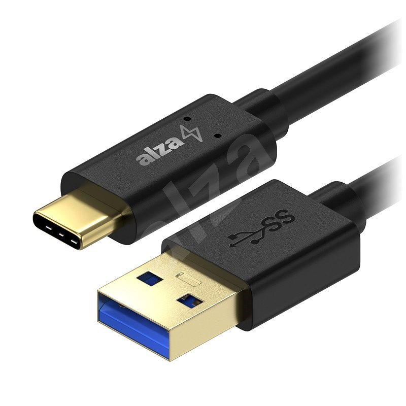 AlzaPower Core USB-C 3.2 Gen 1, 2m fekete - Adatkábel