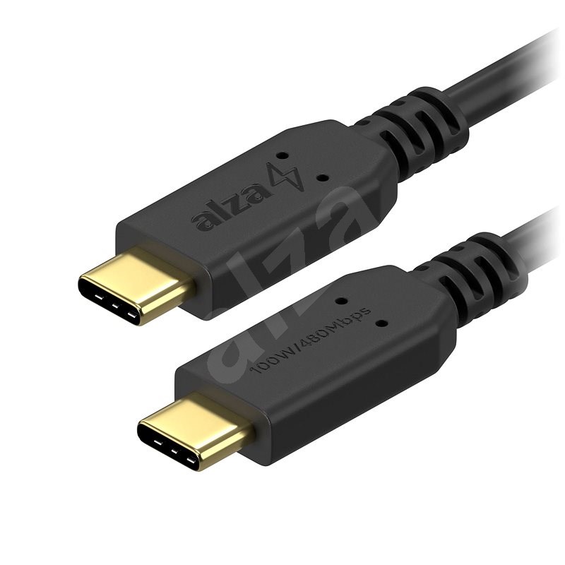 AlzaPower Core USB-C / USB-C 2.0, 5A, 100W, 0,5m fekete - Adatkábel