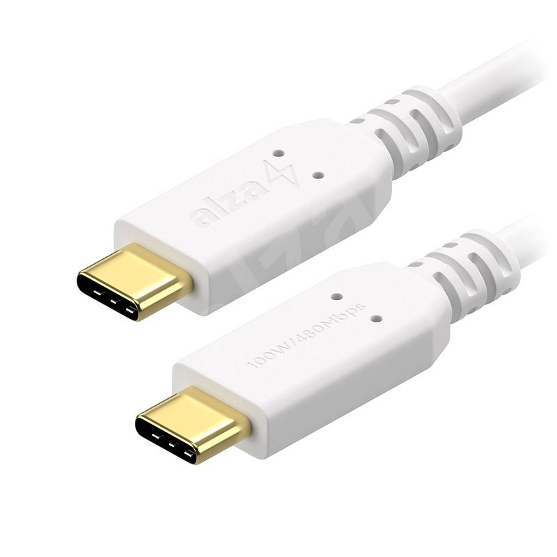 AlzaPower Core USB-C / USB-C 2.0, 5A, 100W, 1m fehér - Adatkábel
