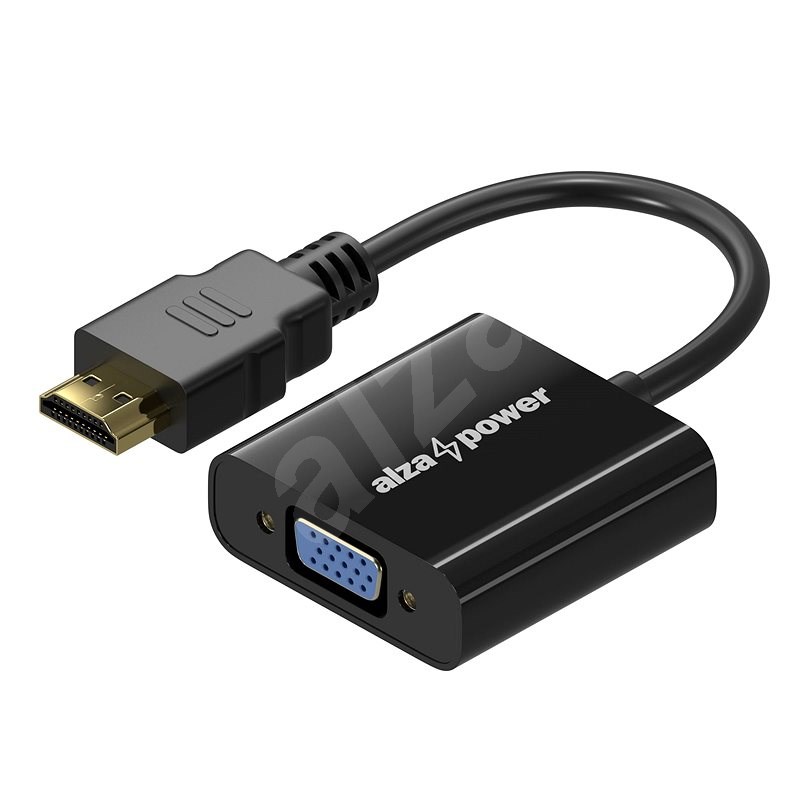 AlzaPower HDMI (M) - VGA (F) 0,1m fényes fekete - Átalakító