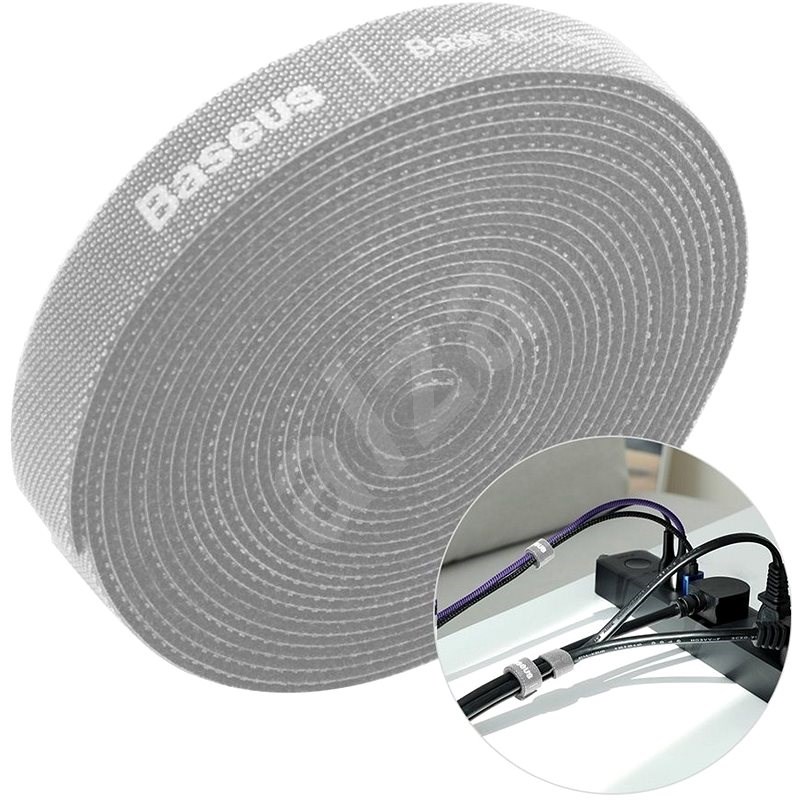 Baseus Rainbow Circle Velcro Straps 3m Gray - Kábelrendező