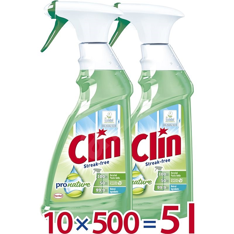 CLIN ProNature ablaktisztító 10 × 500 ml - Környezetbarát tisztítószer