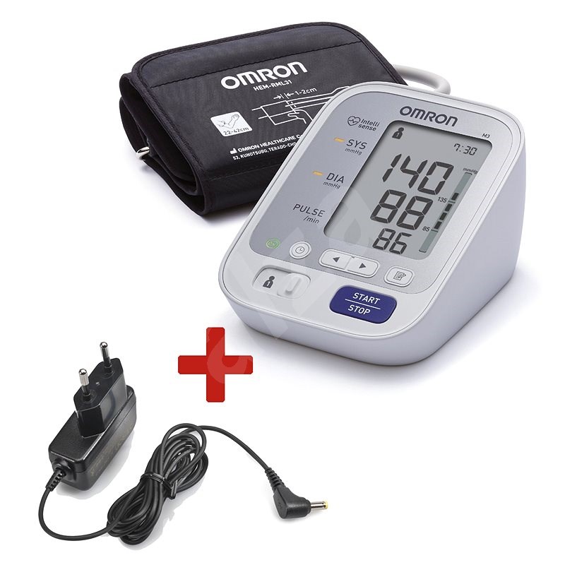 OMRON M3 hypertonia színindikátorral + adapter - Vérnyomásmérő