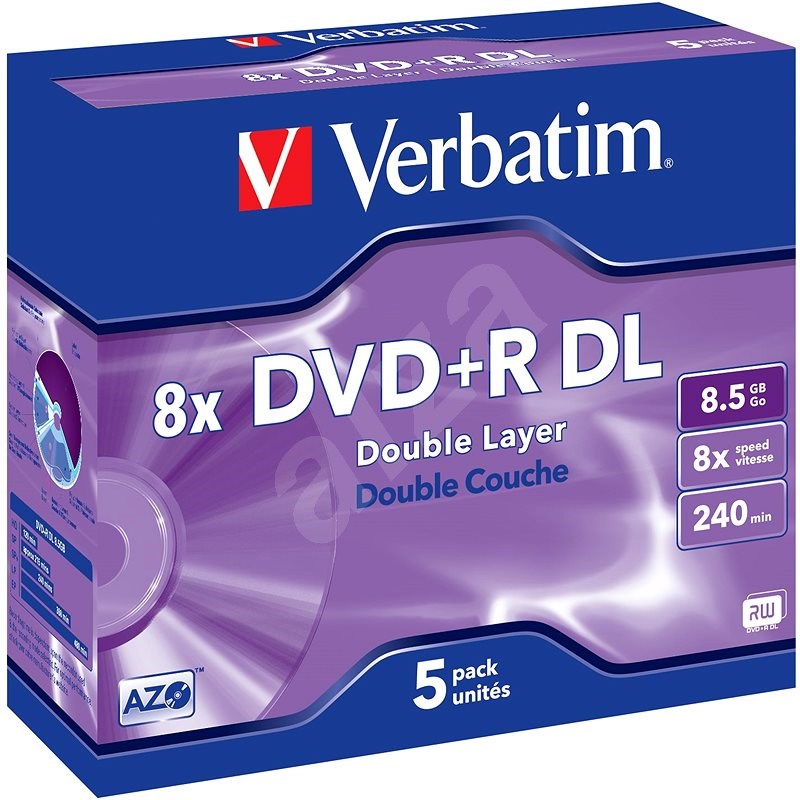 Verbatim DVD+R 8x, Dual Layer 5db egy dobozban - Média