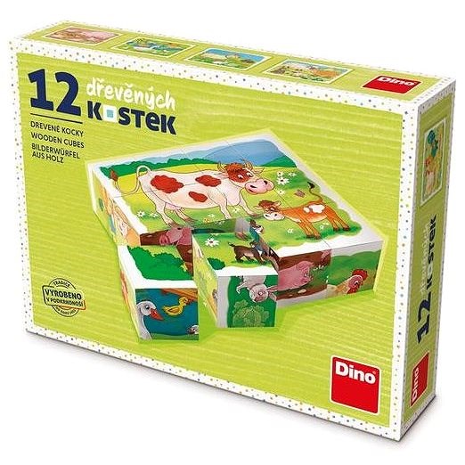 Dino A farmon 12 kocka - Fa játékkocka