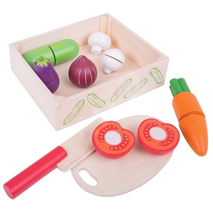 Bigjigs Szeletelhető zöldségek dobozban - Játék élelmiszer