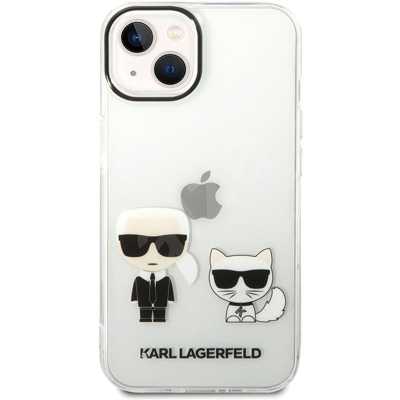 Karl Lagerfeld PC/TPU Ikonik Karl és Choupette hátlap iPhone 14-hez, Transparent - Telefon tok