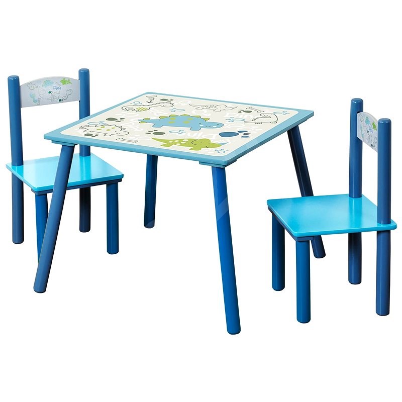 Gyerekasztal készlet két székkel, kék - Játék bútor