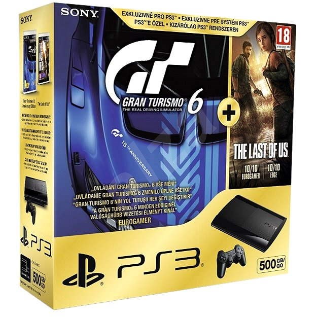  Sony PlayStation 3 Slim 500 GB New Gran Turismo 6 + + The Last Of Us  - Game Console