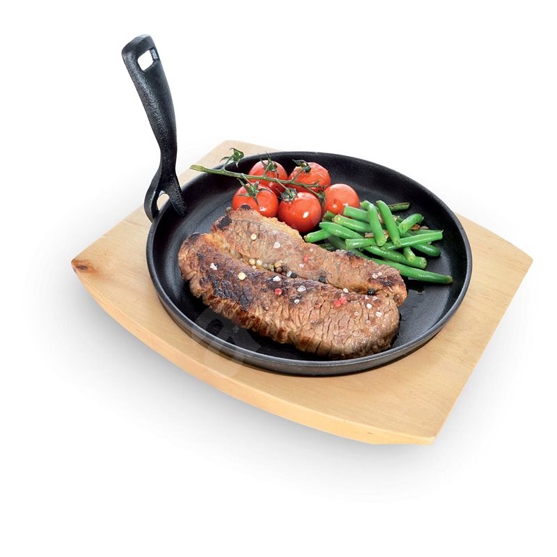 ORION öntöttvas grill serpenyő konyhai deszkával 22cm - Grill serpenyő