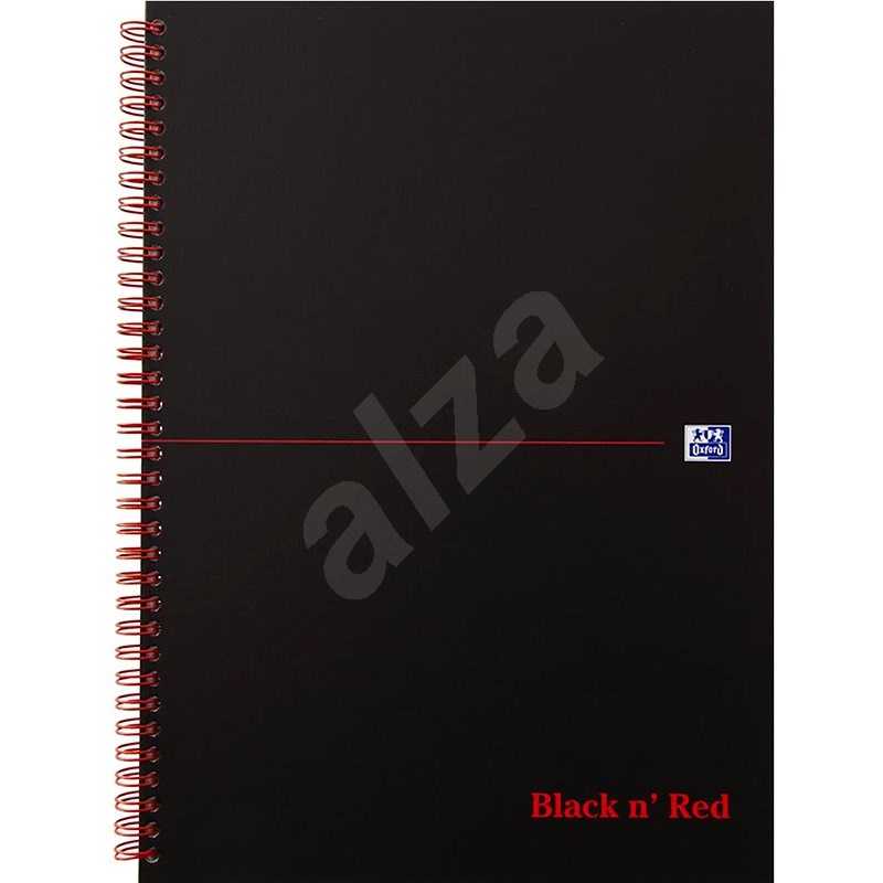 OXFORD Black n´ Red Notebook A4, 70 lap, négyzetrácsos - Jegyzetfüzet