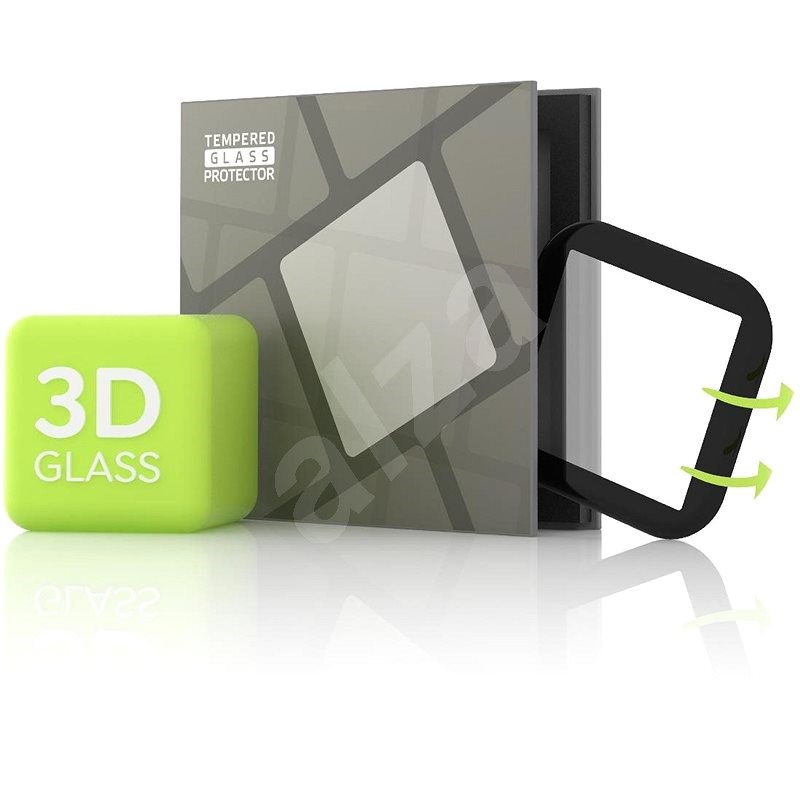 Tempered Glass Protector - Fitbit Versa 2 - 3D GLASS, fekete - Üvegfólia