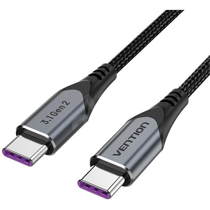 Vention USB-C 3.1 Gen2 100 W 10Gbps Cable 1M Gray Aluminum Alloy Type - Adatkábel