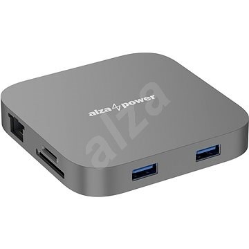 AlzaPower fém USB-C dokkoló kocka 8in1 űrszürke - Dokkoló állomás