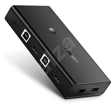 Ugreen 2 In 1 Out HDMI + USB-B + USB-A KVM Switch Black - Kapcsoló
