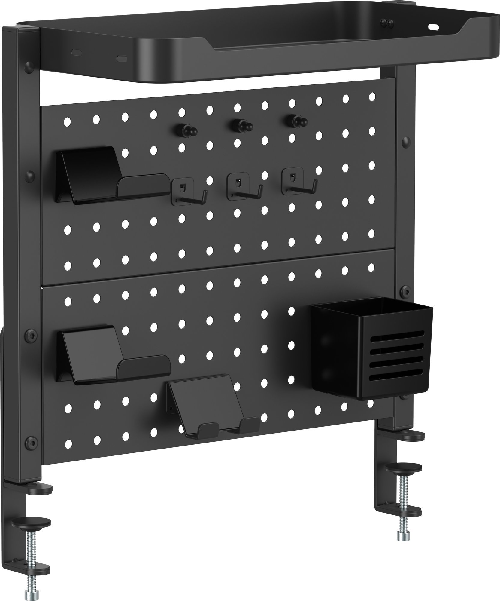 AlzaErgo C40S Pegboard C40S Edge Shelf - fekete