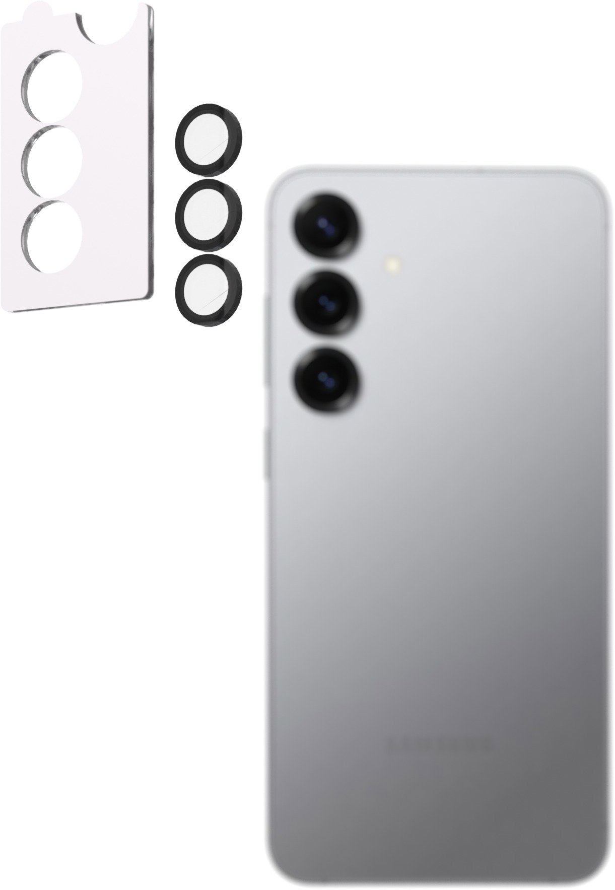AlzaGuard Elite Lens Protector Samsung Galaxy S25+ 5G kamera védő fólia - fekete + felhelyező keret
