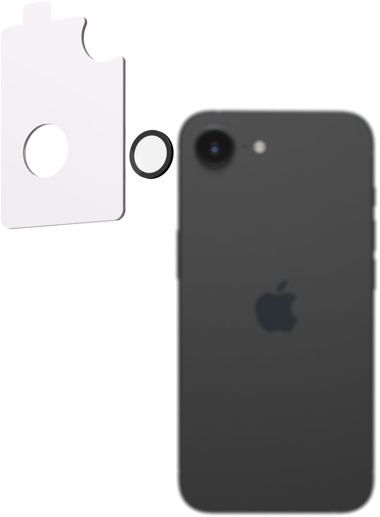 AlzaGuard Elite Lens Protector iPhone 16e / 17e kamera védő fólia - fekete + felhelyező keret