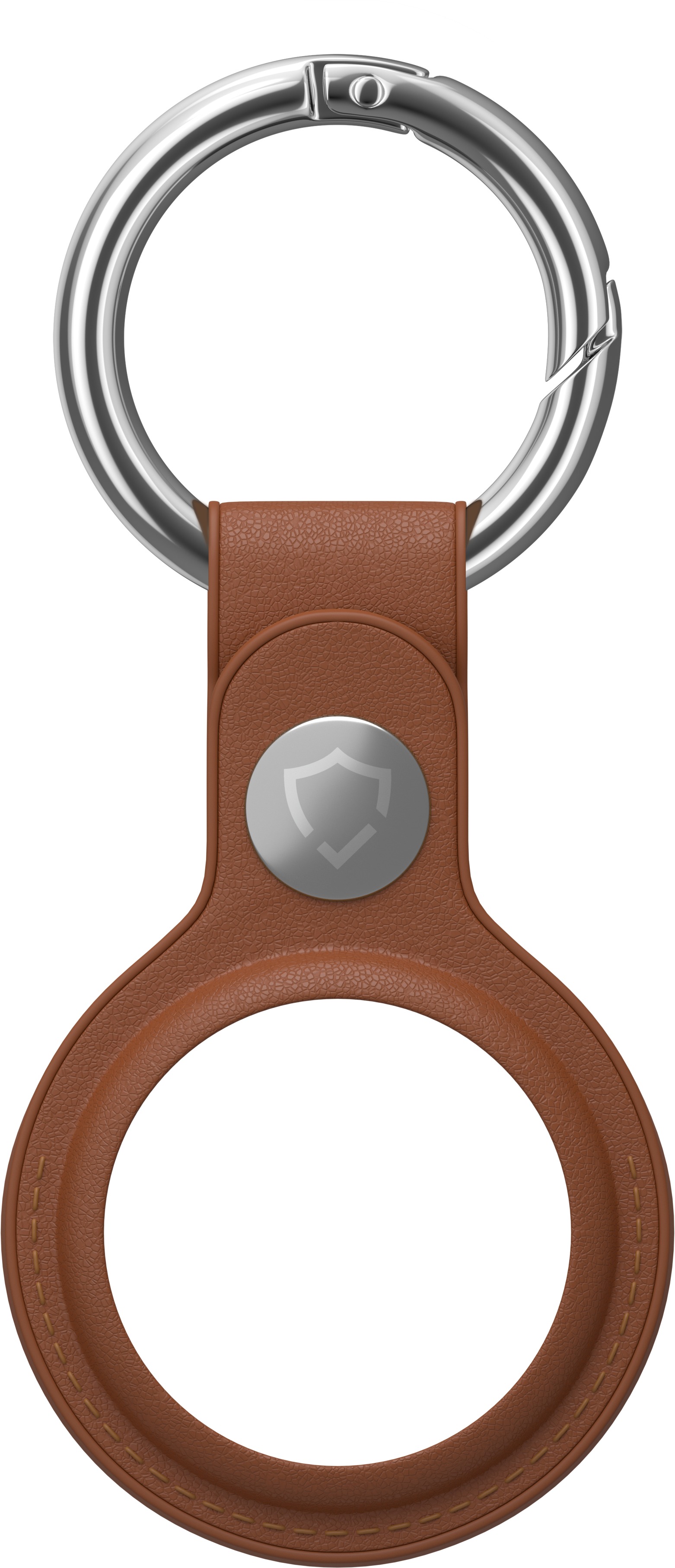 AlzaGuard Genuine Leather Airtag Keychain, nyeregbarna