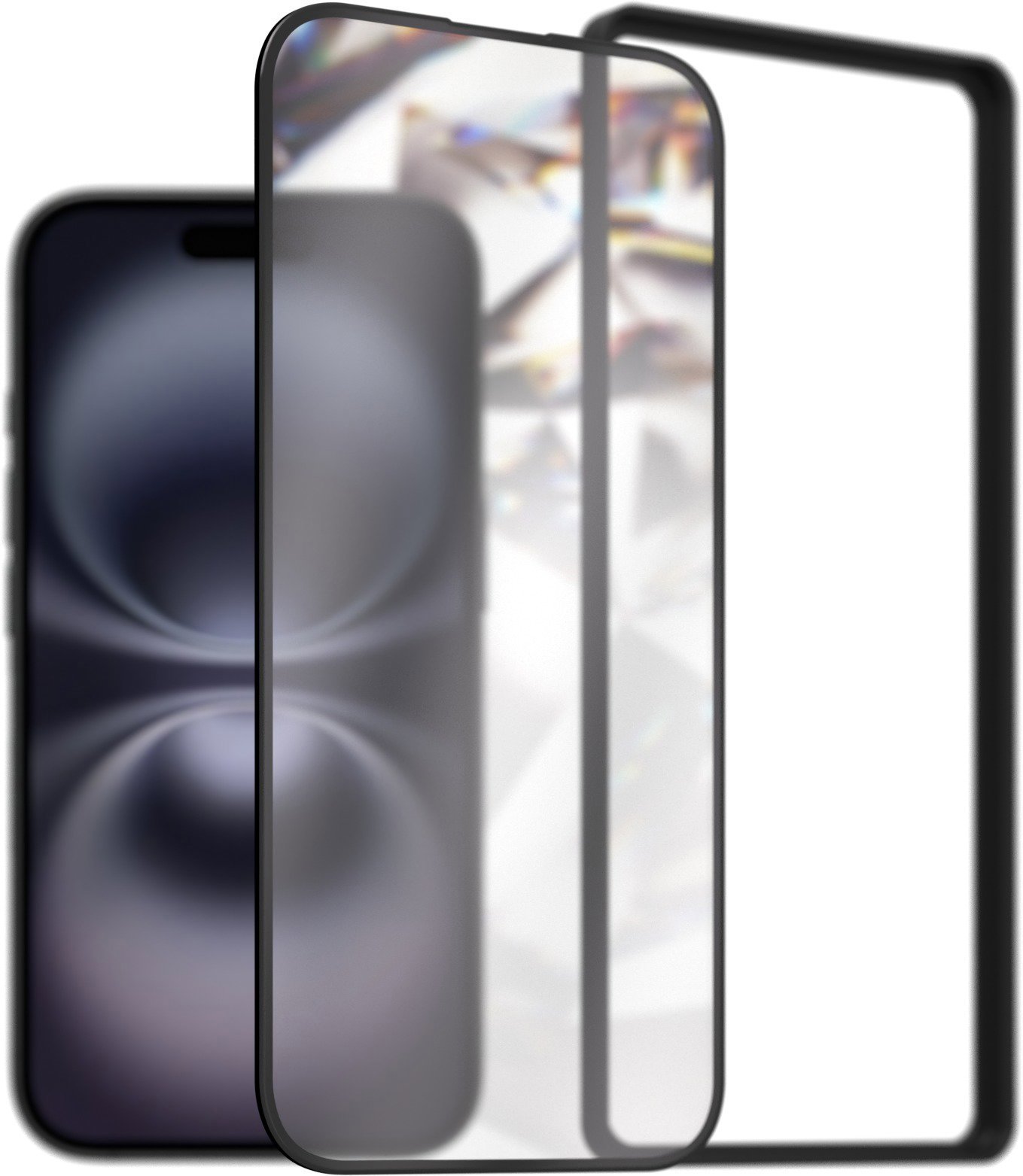 AlzaGuard DiamondShiel Glass iPhone 16 3D üvegfólia + felhelyező keret