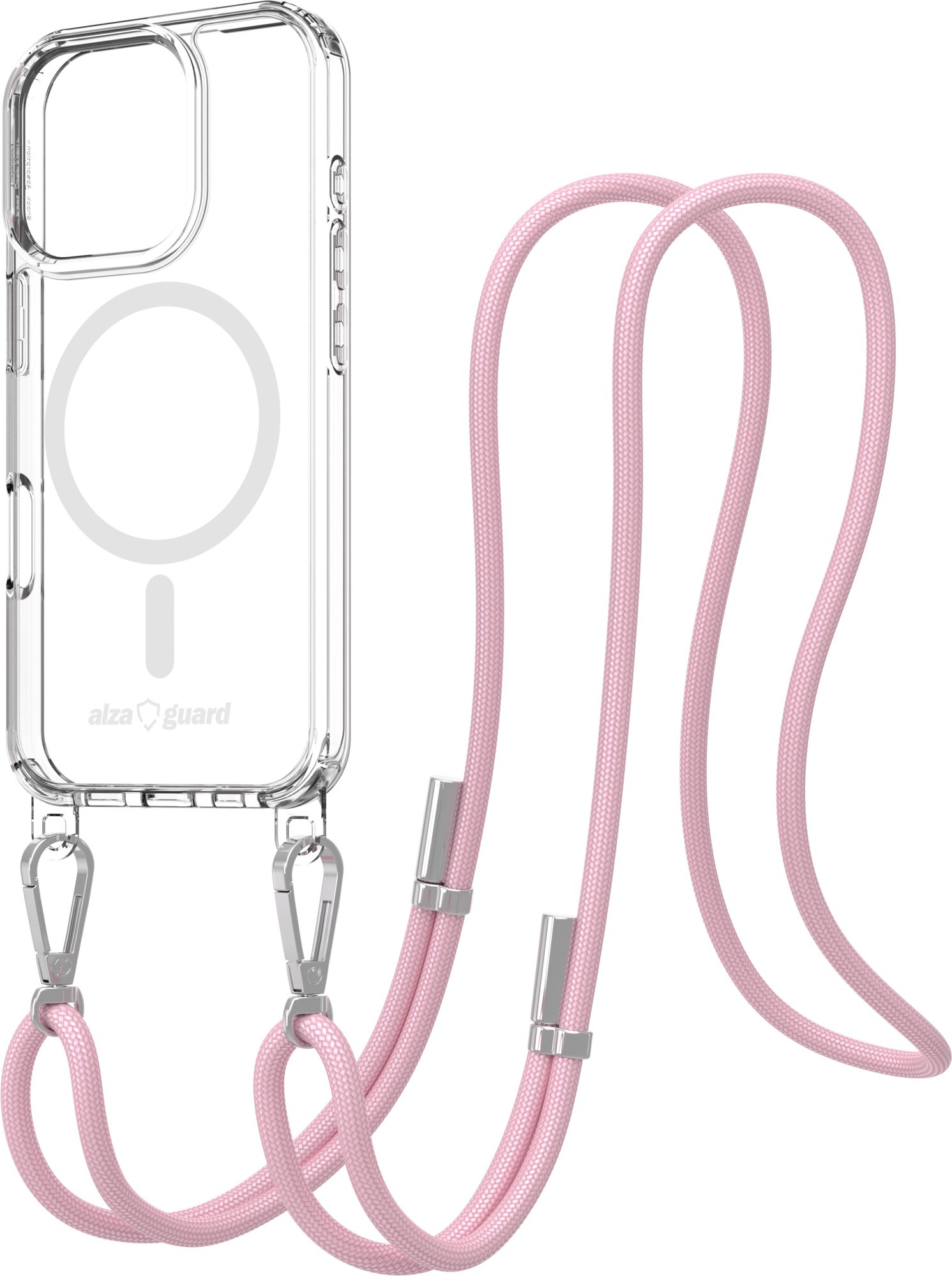 AlzaGuard Luxe Detach Lanyard Case Compatible with MagSafe for iPhone 16 Pro rózsaszín tok