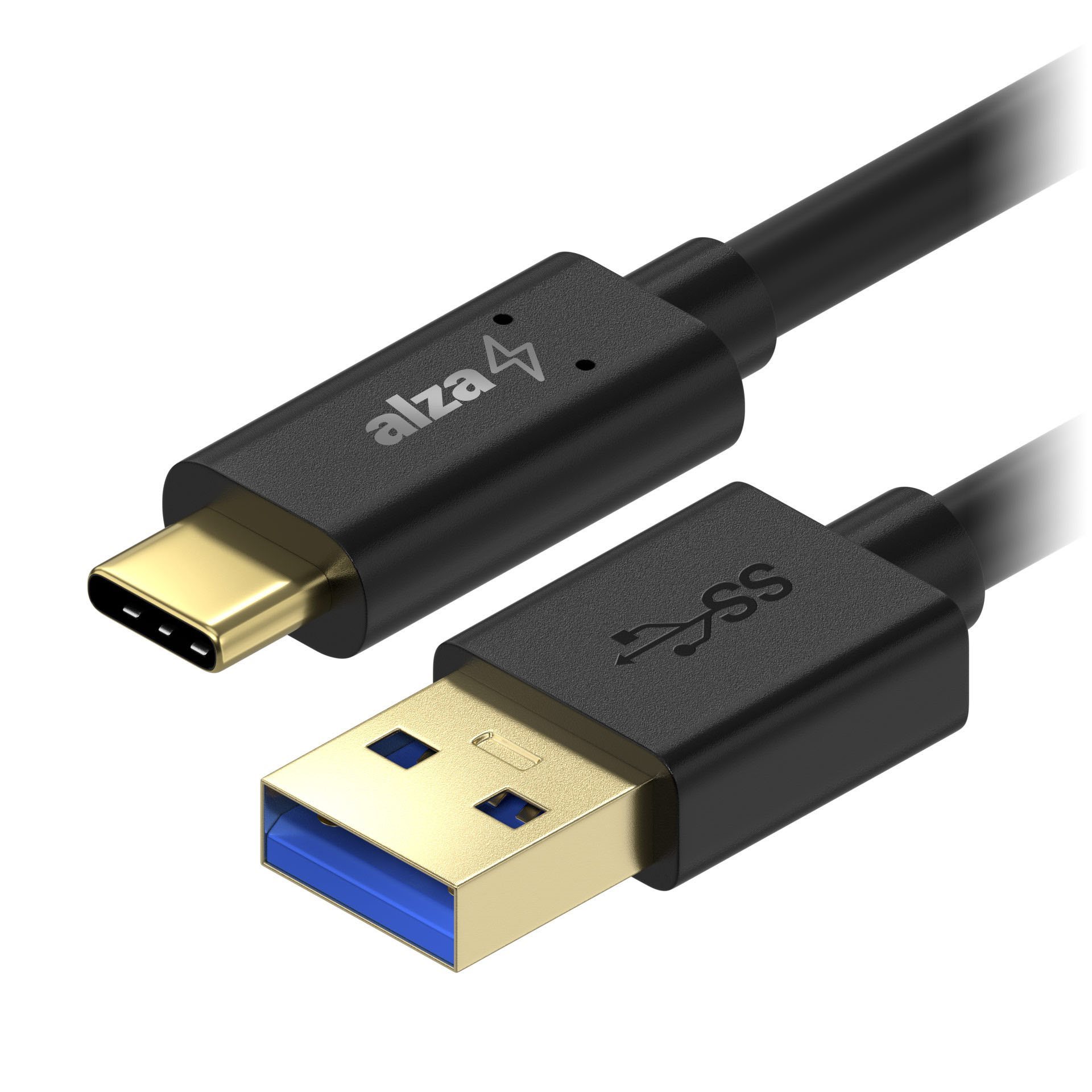 AlzaPower Core USB-A to USB-C 3.2 Gen 1 5Gbp 0.5m, fekete