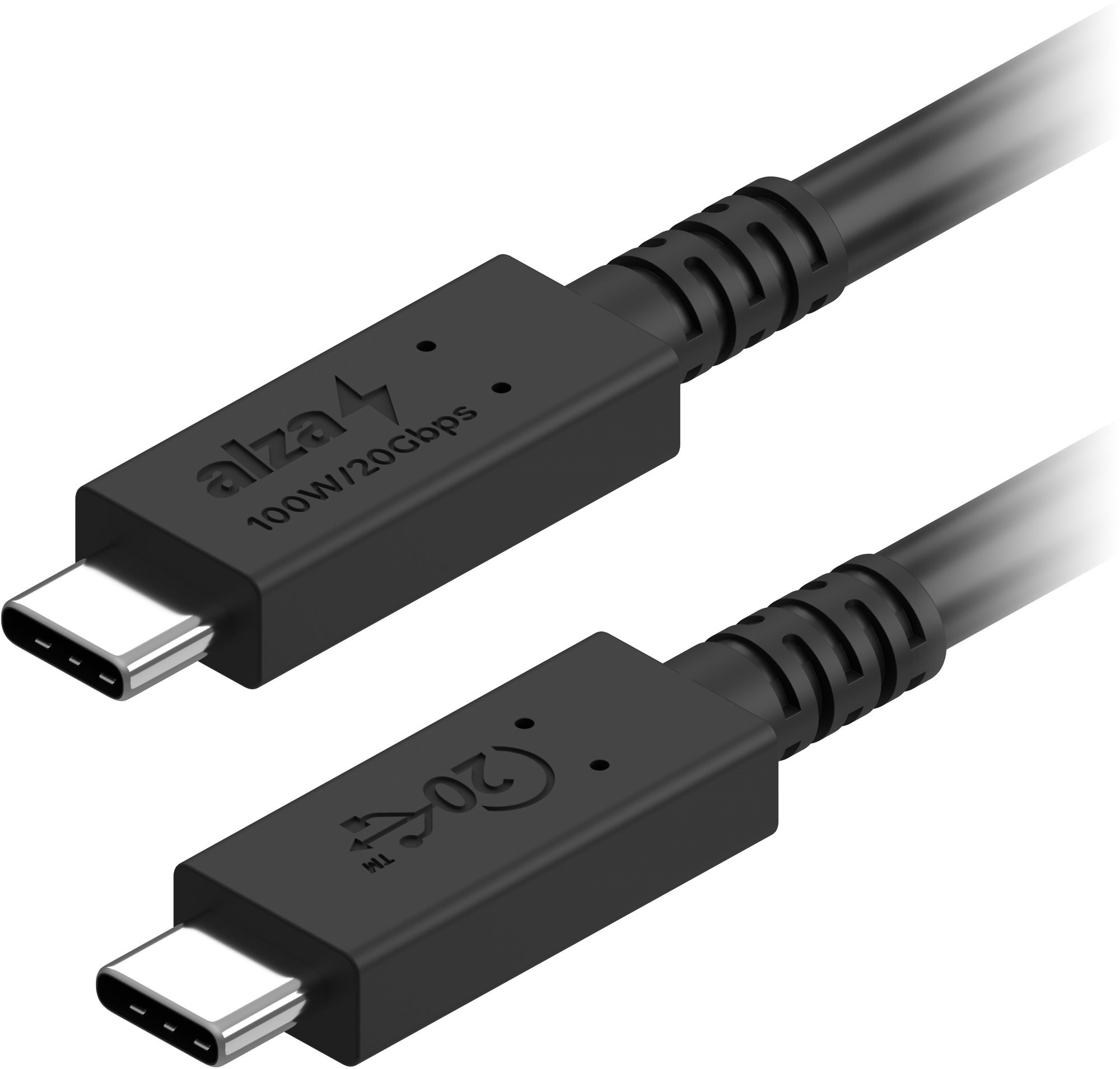AlzaPower Core USB-C to USB-C USB4 100W 0.5m, fekete