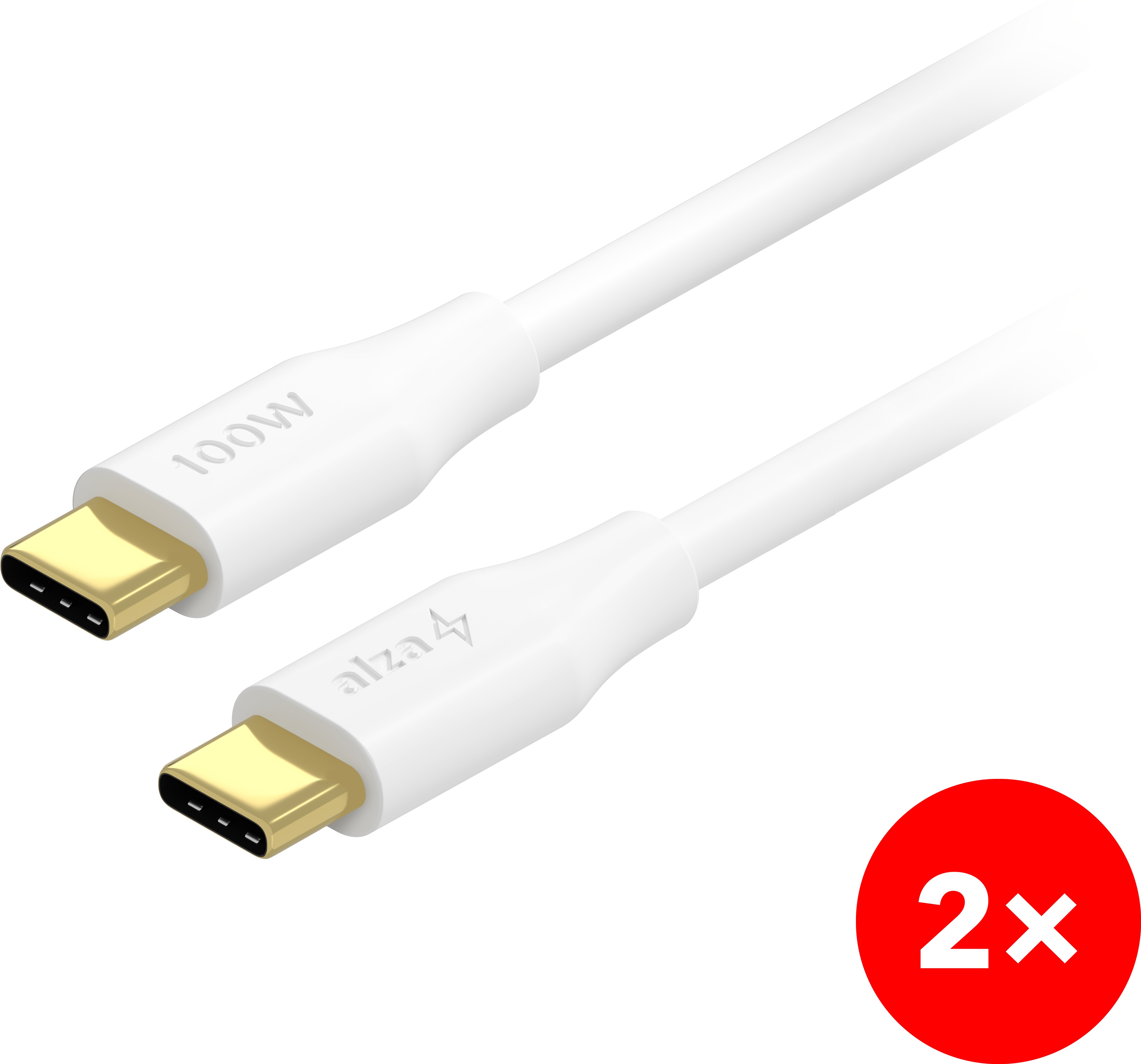 AlzaPower 2-Pack Core Charge USB-C to USB-C 2.0 100W, 1 m - fehér