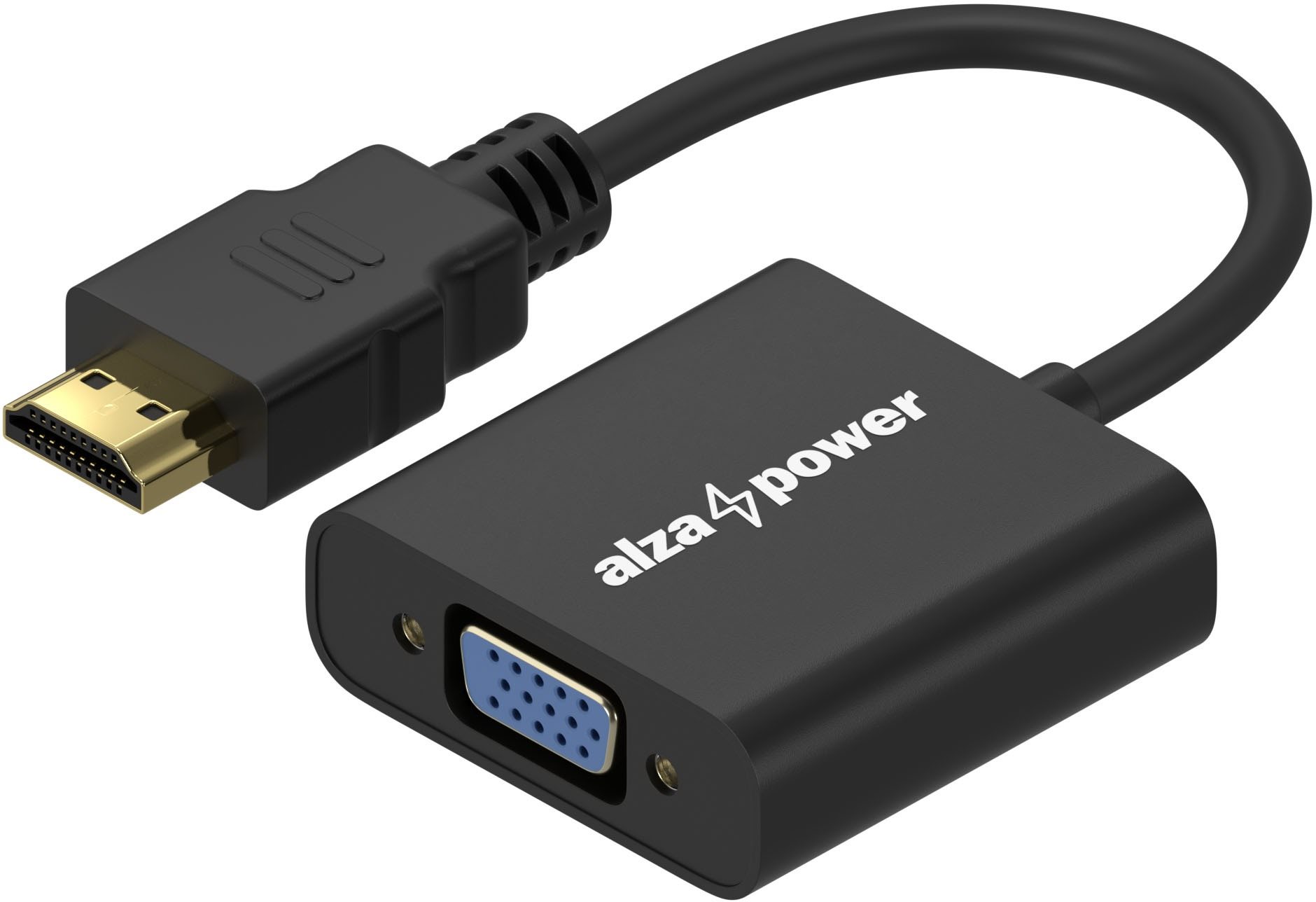 AlzaPower HDMI (M) to VGA (F) with 3.5mm Jack - fekete