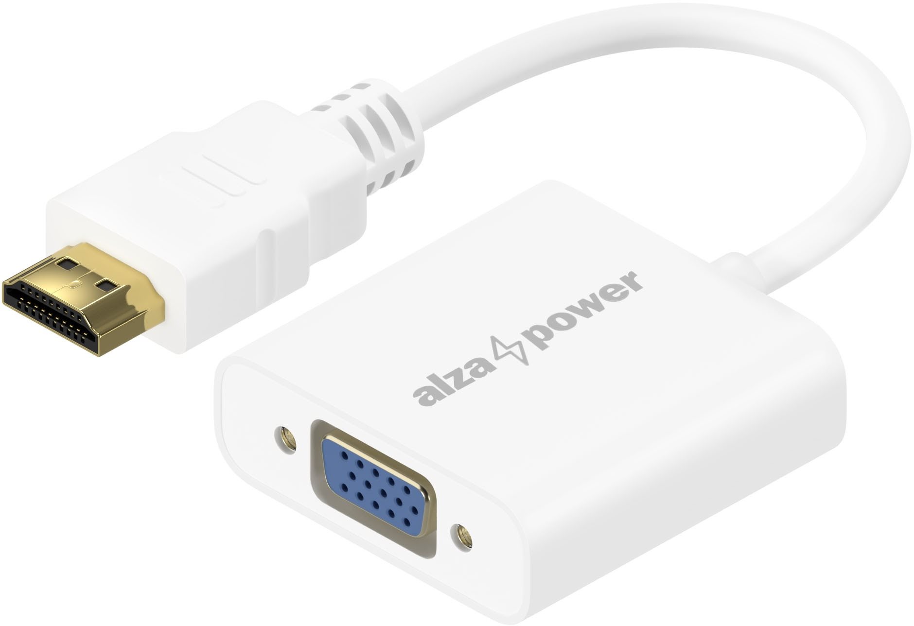 AlzaPower HDMI (M) to VGA (F) with 3.5mm Jack - fehér