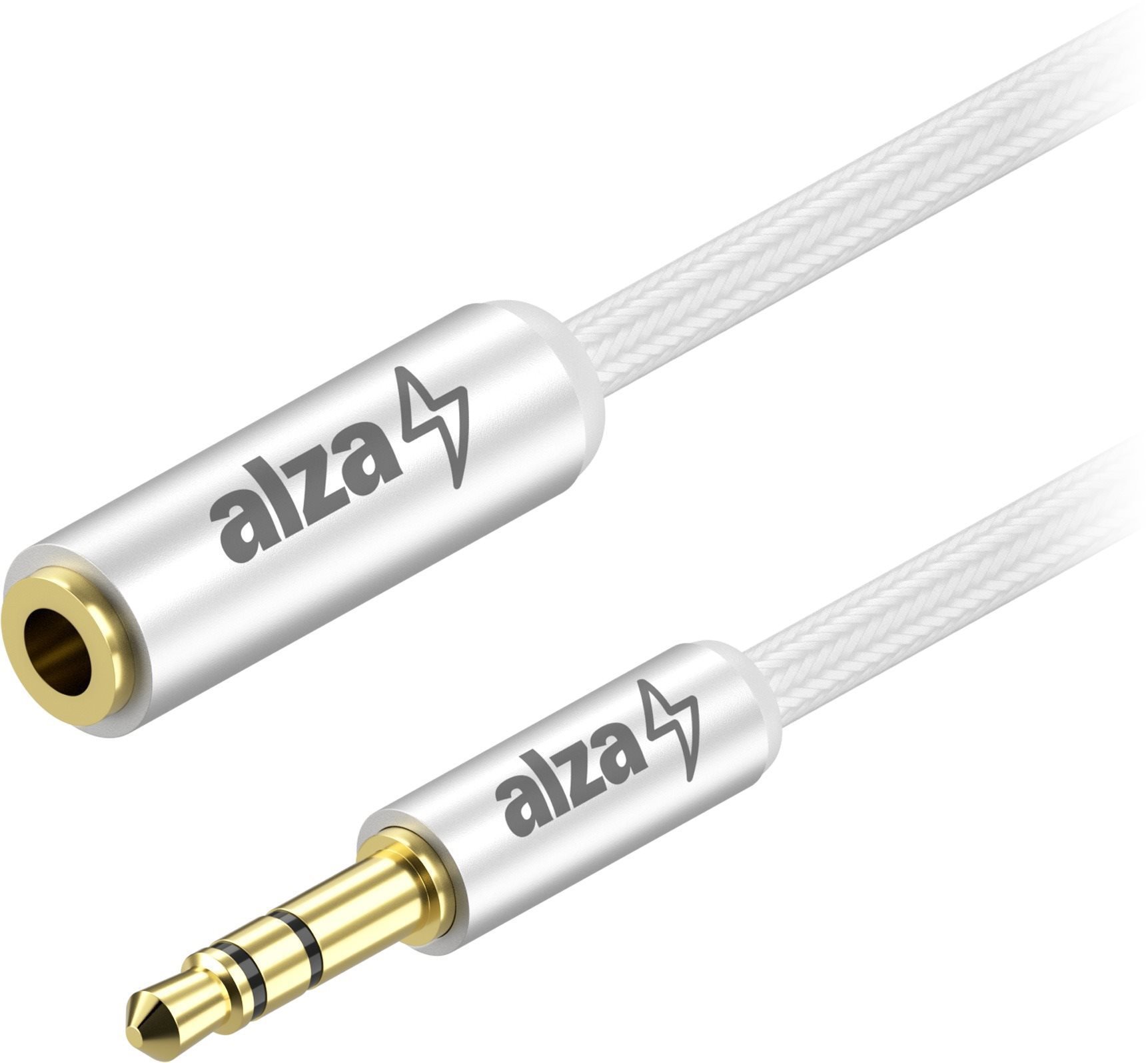 AlzaPower AluCore Audio 3,5mm Jack (M) to 3,5mm Jack (F), 1m, ezüst