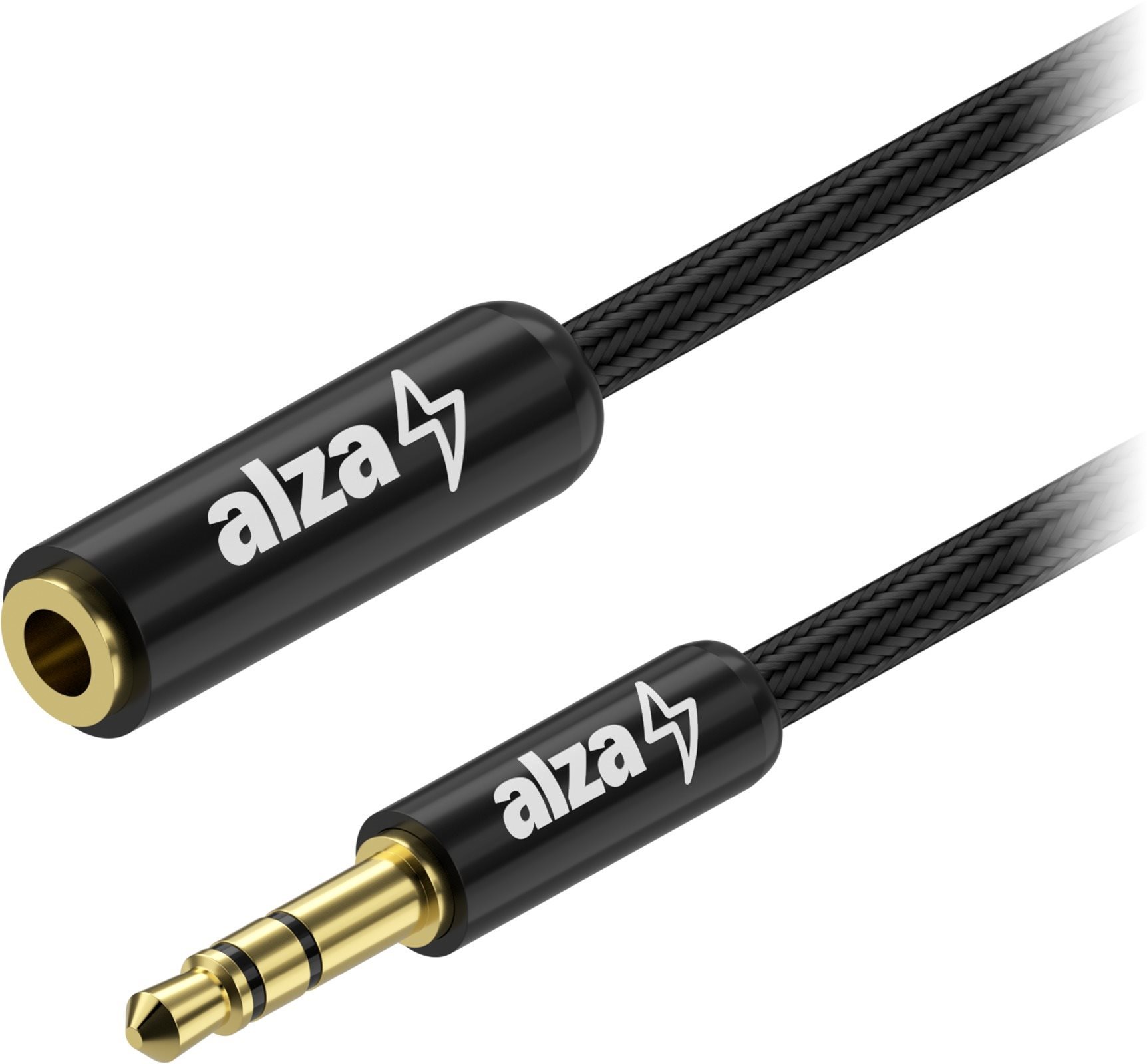 AlzaPower AluCore Audio 3,5 mm Jack (M) to 3,5 mm Jack (F), 3m - fekete