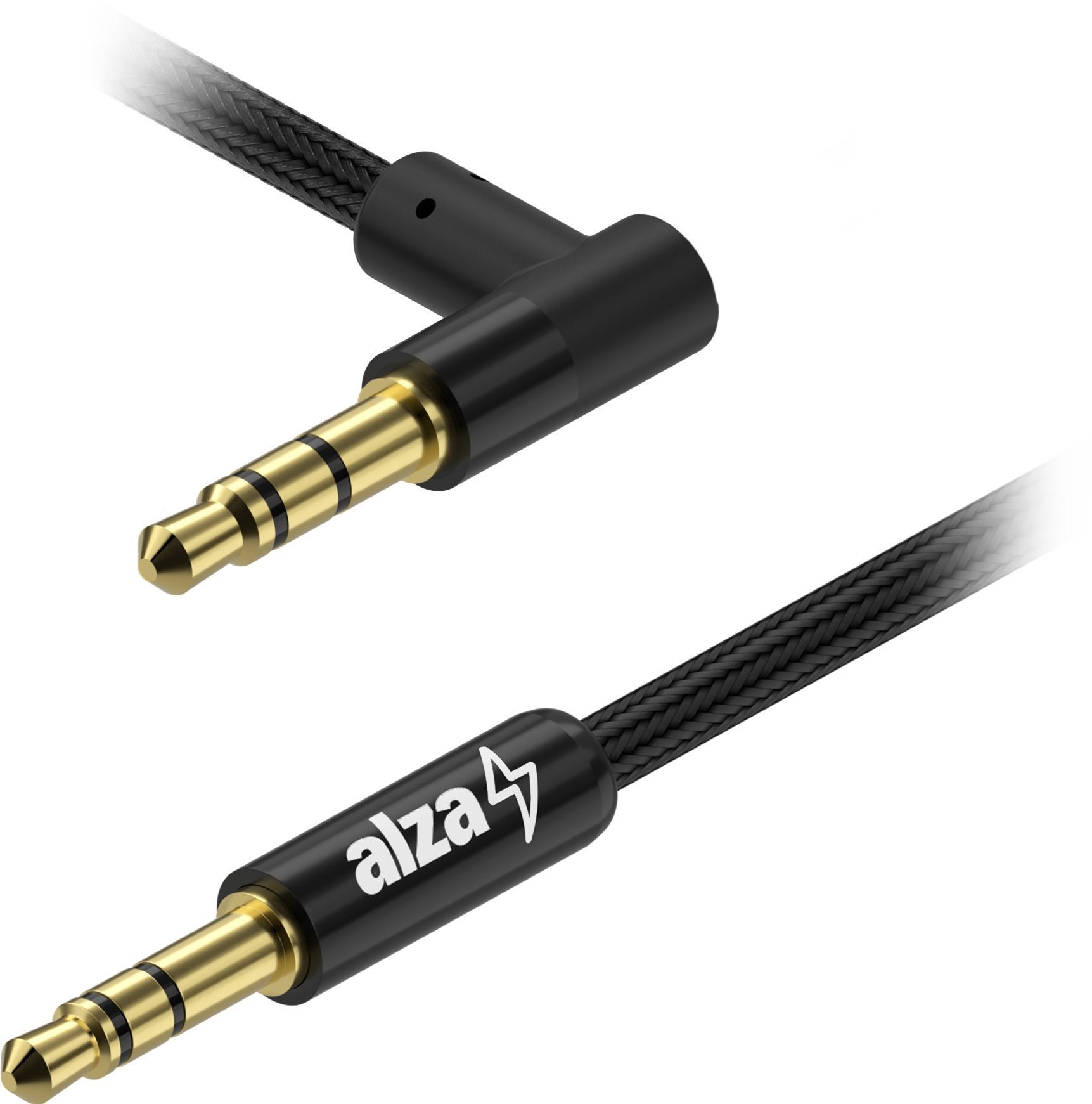 AlzaPower 90Core Audio 3.5mm Jack (M) to 3.5mm Jack 90° (M), 1.5m - fekete