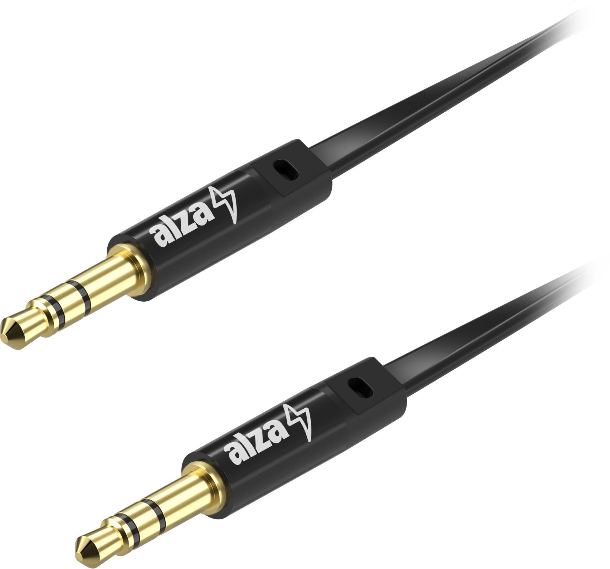 AlzaPower FlatCore Audio 3,5 mm Jack (M) to 3,5 mm Jack (M), 2 m, fekete
