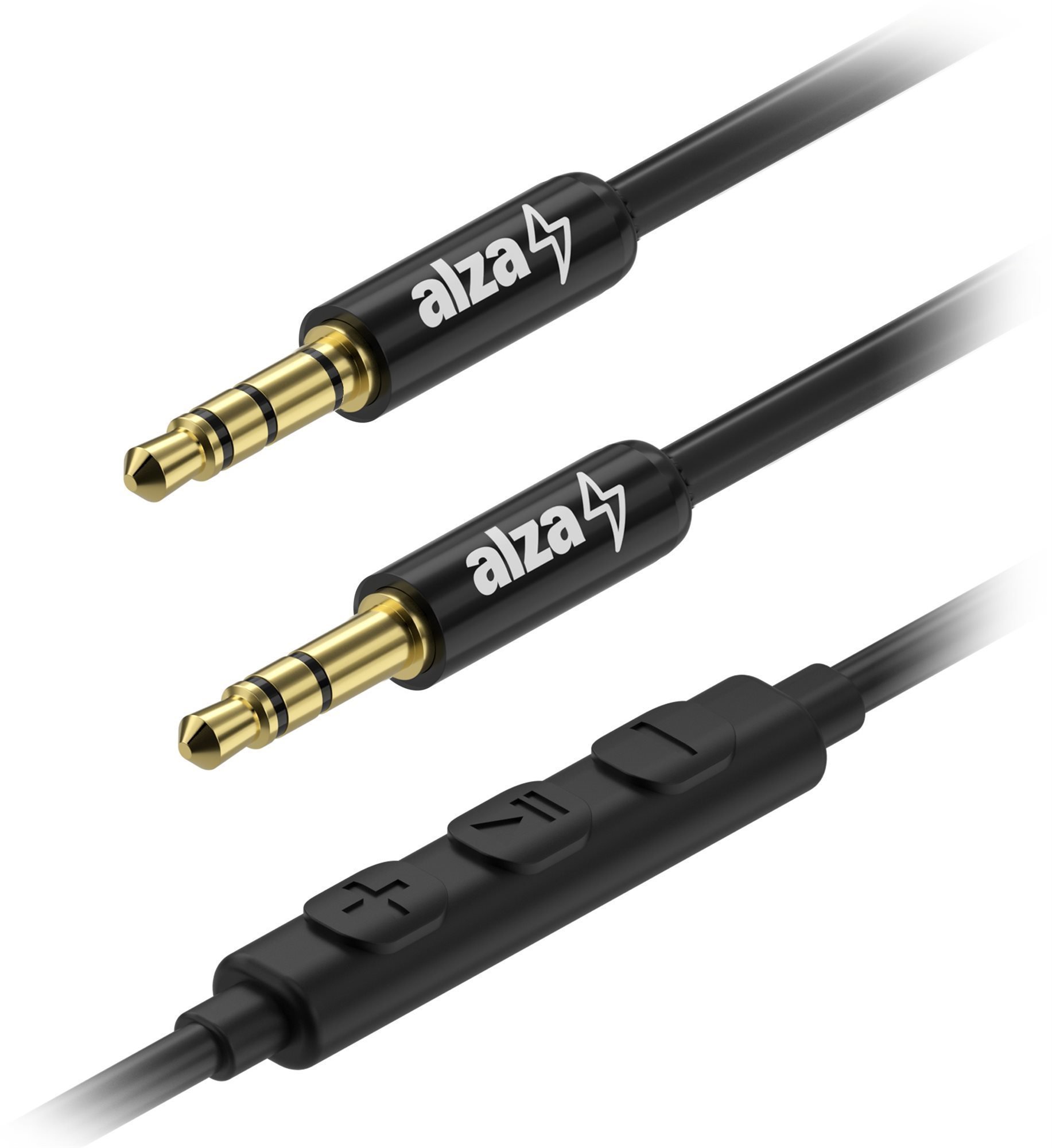 AlzaPower AluCore Audio 3,5mm Jack 4P-TRRS (M) to 3,5mm Jack (M), 1m, fekete