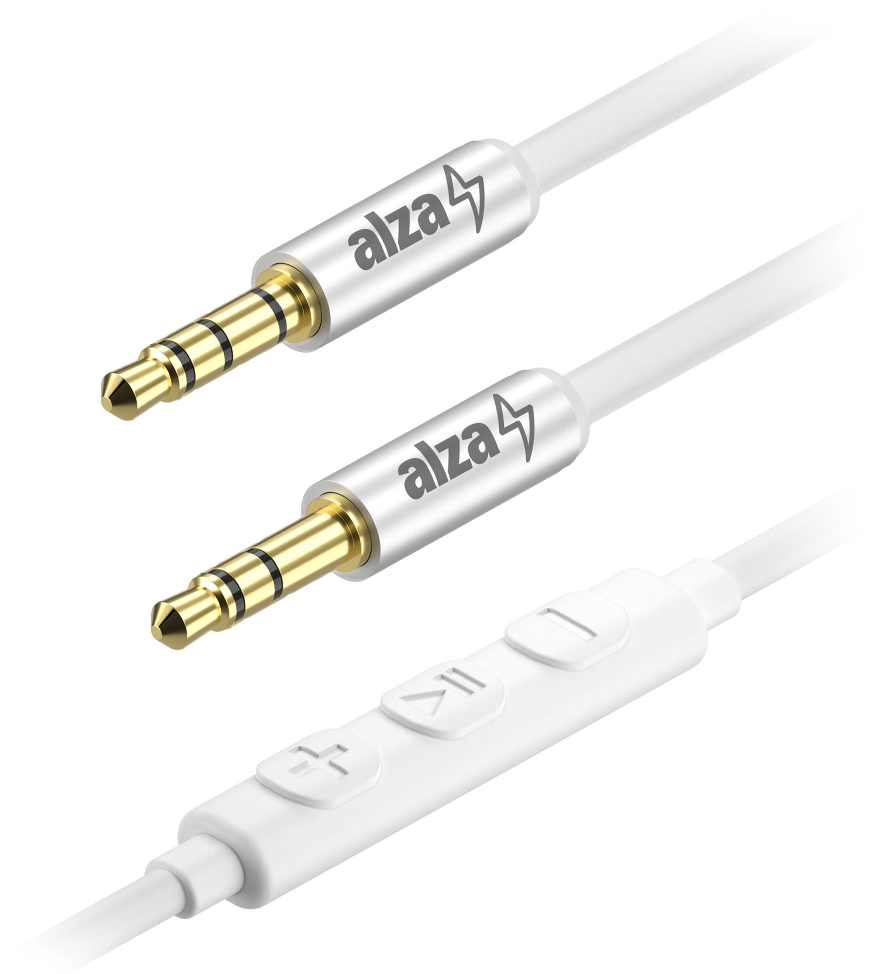 AlzaPower Alucore Audio 3,5 mm Jack 4P-TRRS (M) to 3,5mm Jack (M), 1m, ezüst