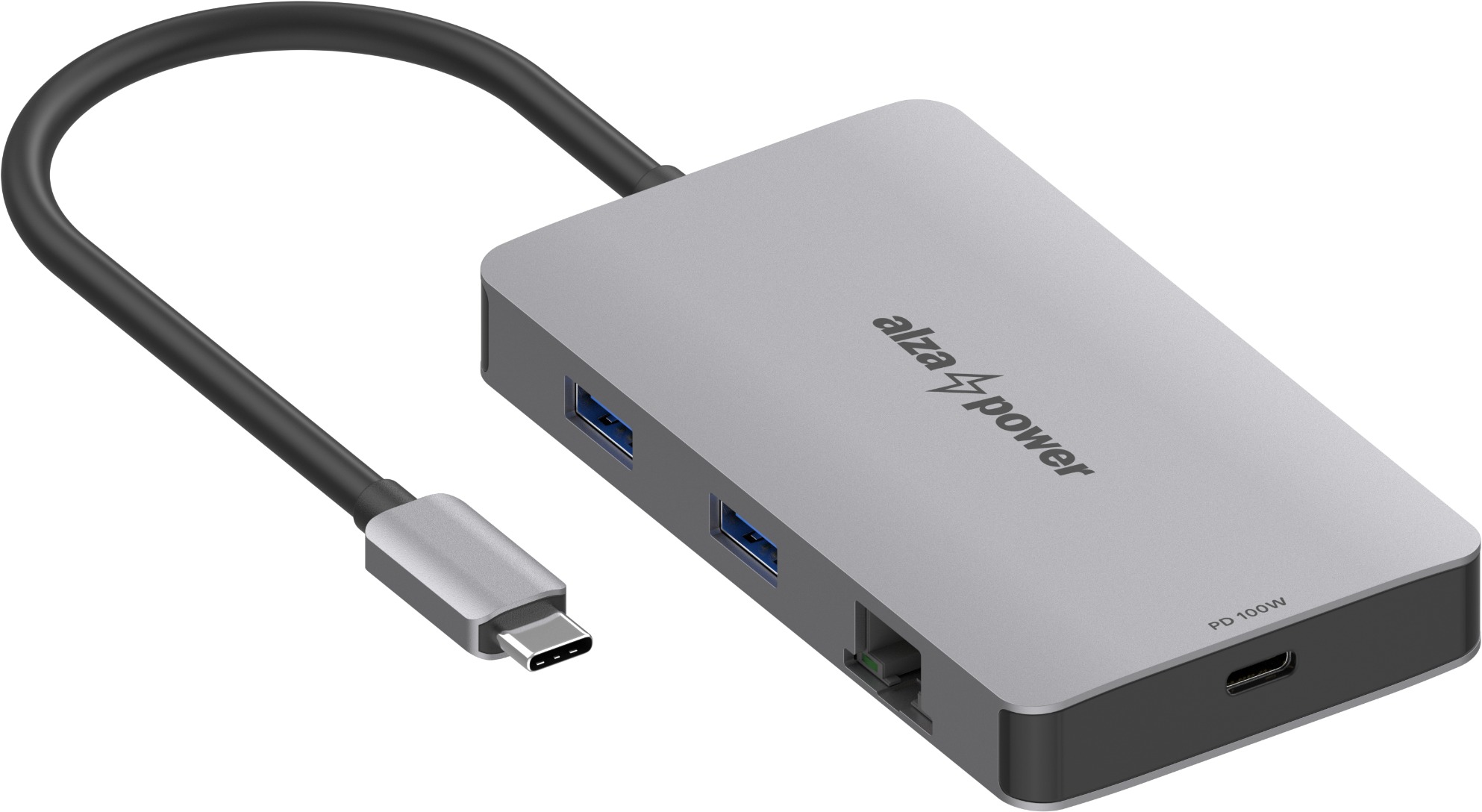 AlzaPower Metal USB-C Dock Station 7in1 Dual Screen - asztroszürke