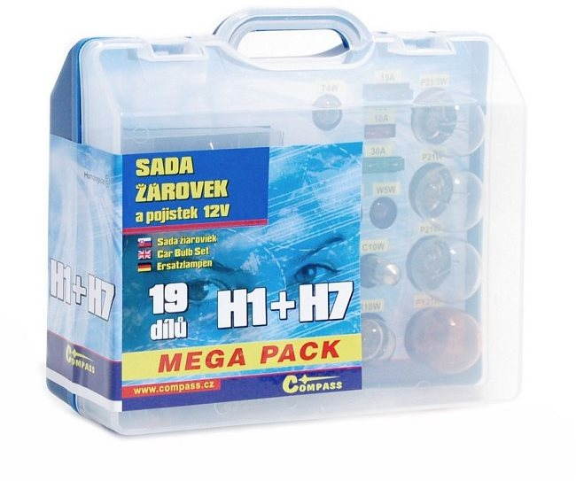 COMPASS MEGA H1+H7+biztosítékok, pót készlet 12V