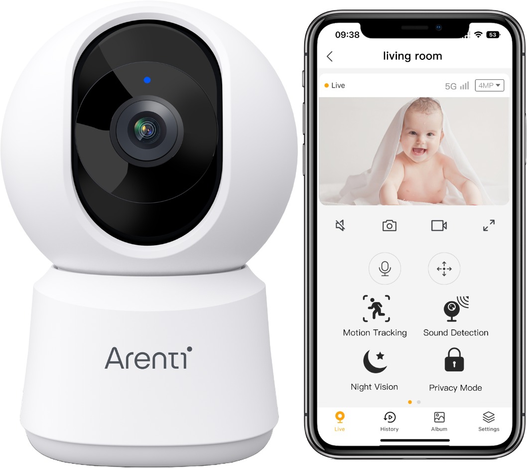 Arenti P2F 5MP/3K Pan-Tilt Wi-Fi Baby Monitor