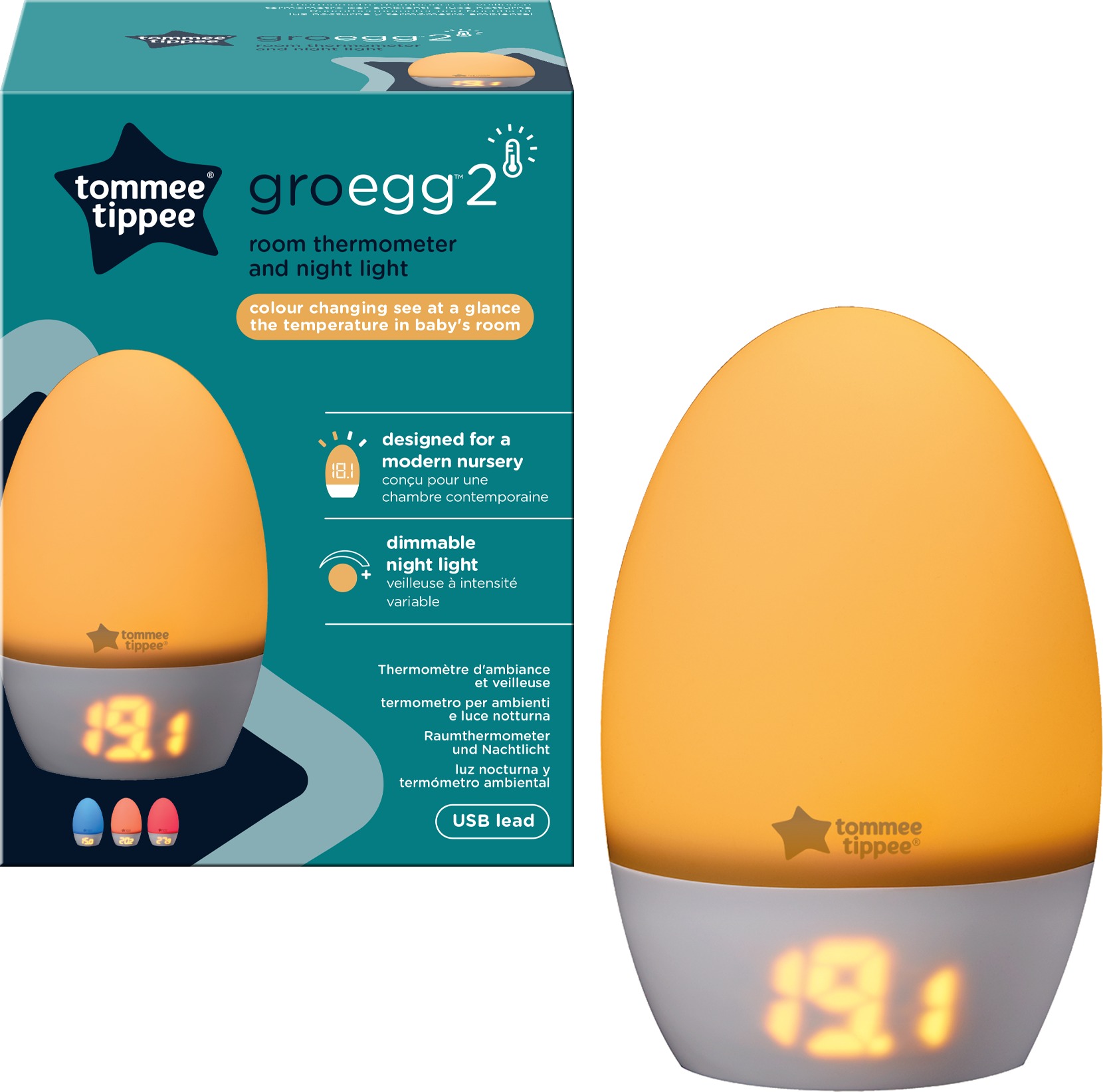 Tommee Tippee hőmérő és éjszakai fény Gro Egg2