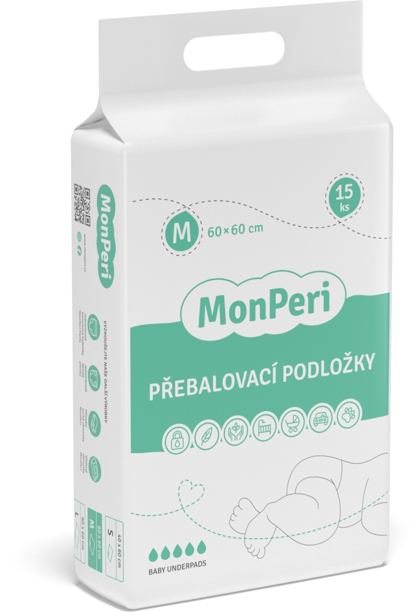 MonPeri pelenkázó alátét, M, 60×60 cm, 15 db