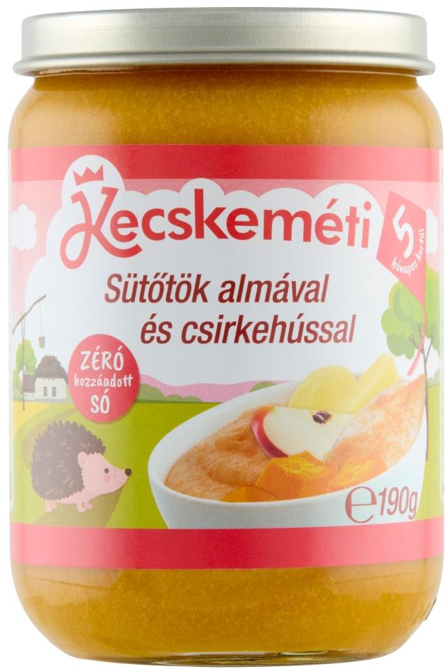 KECSKEMÉTI Sütőtök almával és csirkehússal 190g