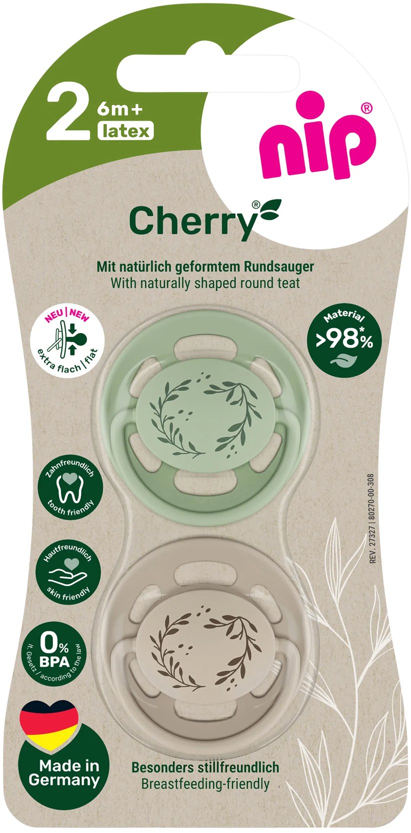 NIP Cherry Nature Green/Brown, 6 hó+, 2 db