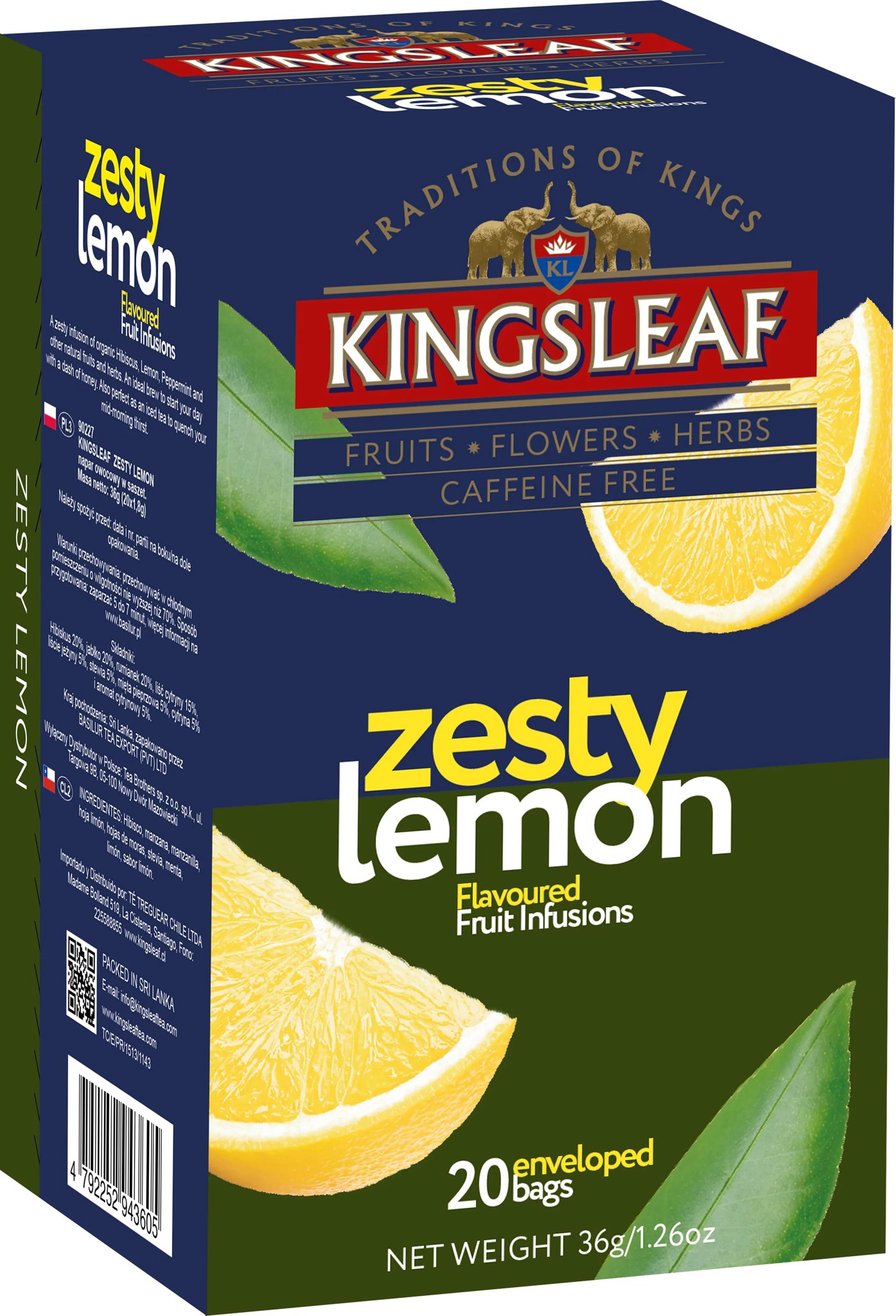 Basilur Kingsleaf Zesty Lemon, borítékolt, 20 × 1,8 g