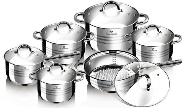 Blaumann Rozsdamentes acél edénykészlet 12 db Gourmet Line BL-1410