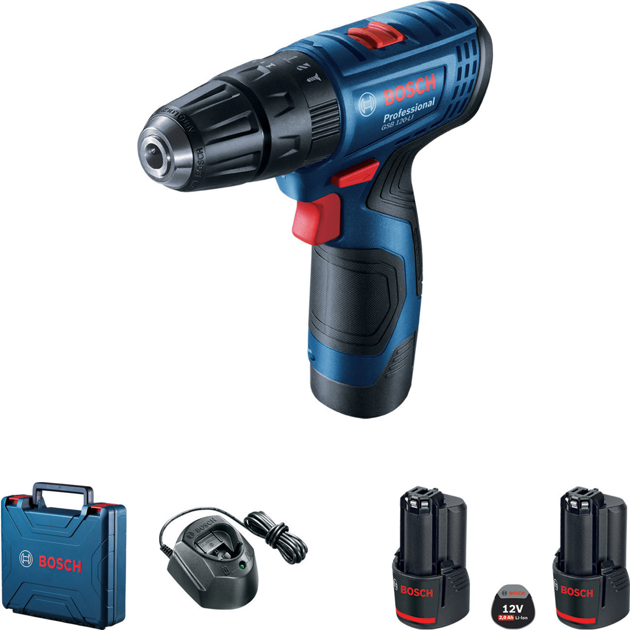 Bosch Professional 06019G8100 GSB 120-LI akkus ütvefúró + koffer (2 × 2 Ah)